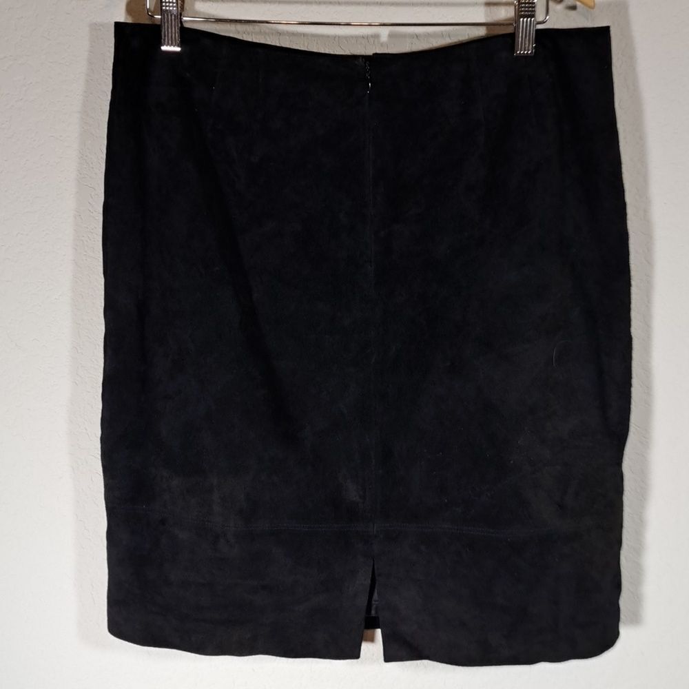 Lord & Taylor Vintage Black Suede Leather Skirt 16 Pencil Fully Lined Back Zip - Picture 6 of 11